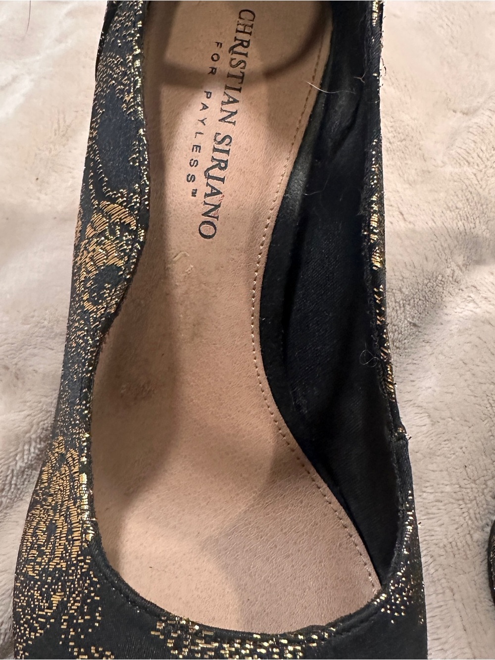 CHRISTIAN SIRIANO by Payless Pointy-Toe Jacquard Stilettos with Ankle Strap - Picture 6 of 9